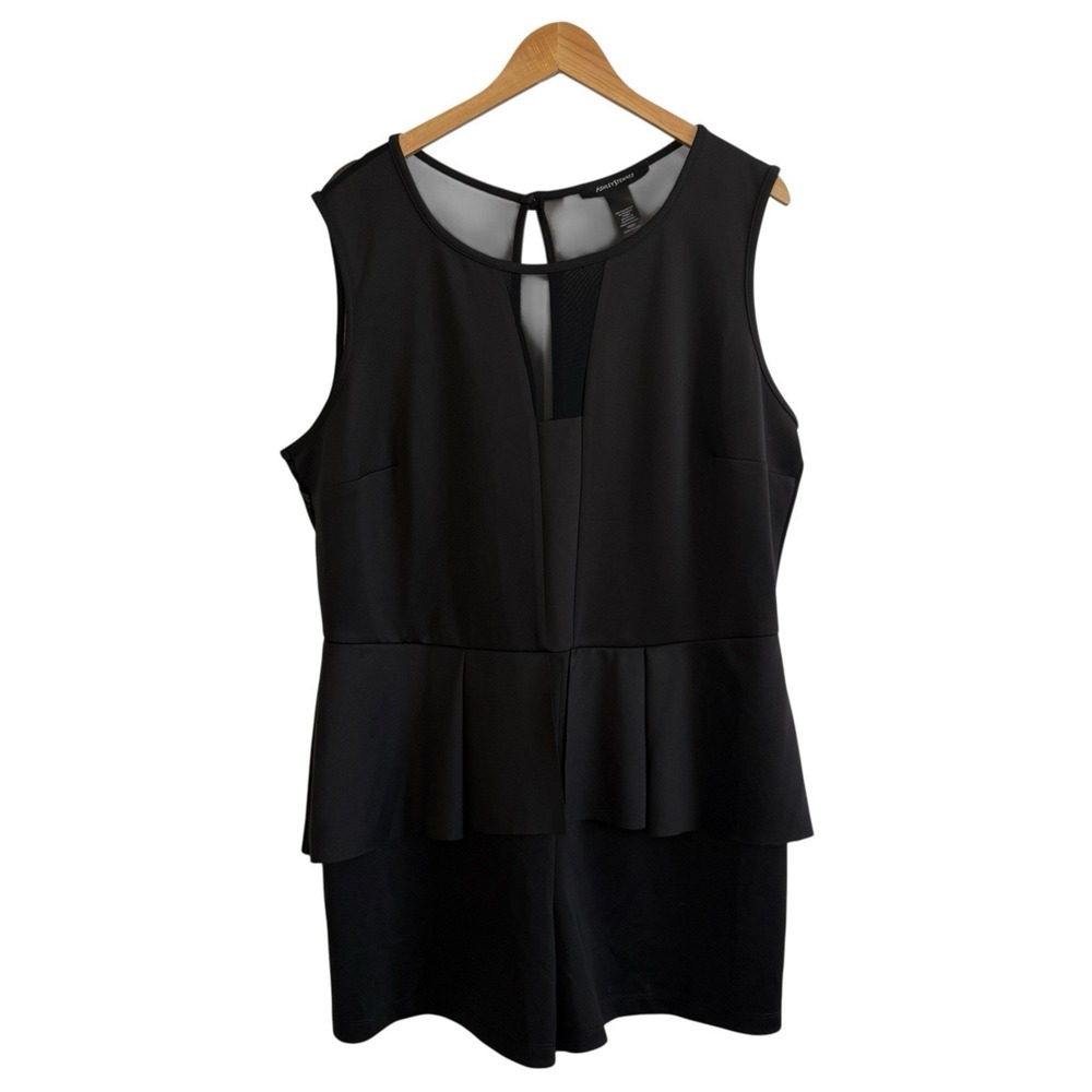 Ashley Stewart Black Sheer Peplum Romper Jumpsuit Shorts CW1283 Size‎ 18/20 #415